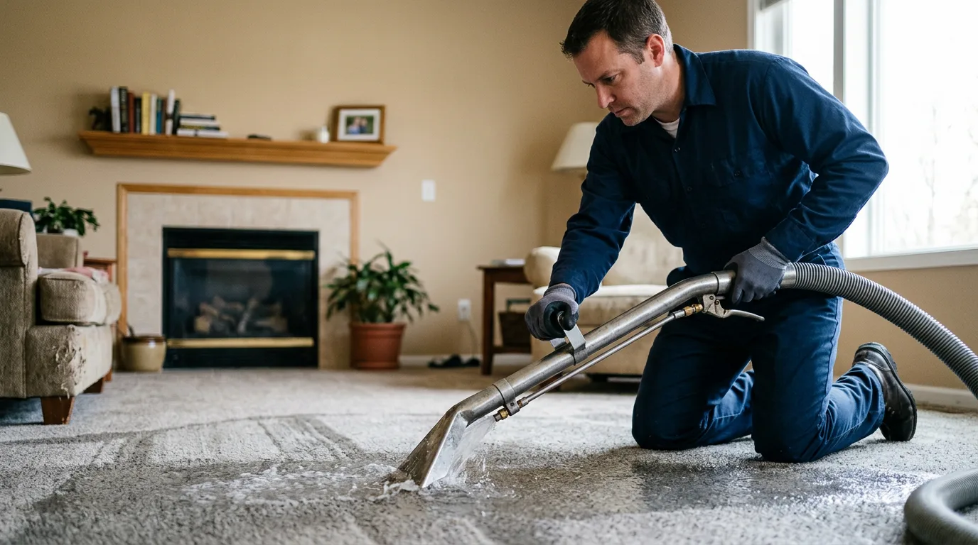 Water damage restoration technician working near Brandon, VT